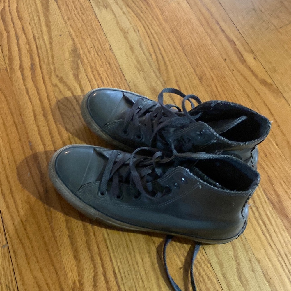 Vegan leather / cloth lined high top Converse all stars